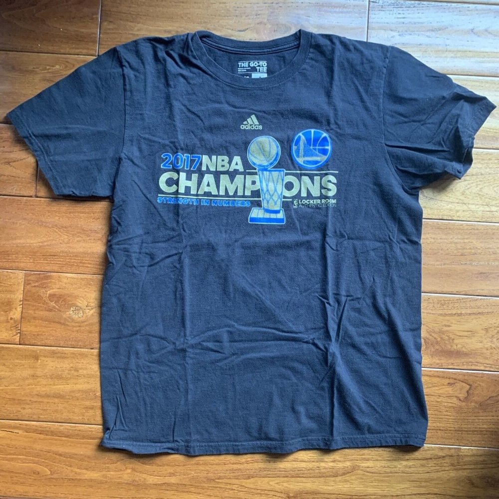 ADIDAS NBA 2017 Golden State Warriors Championship Black T-Shirt size L